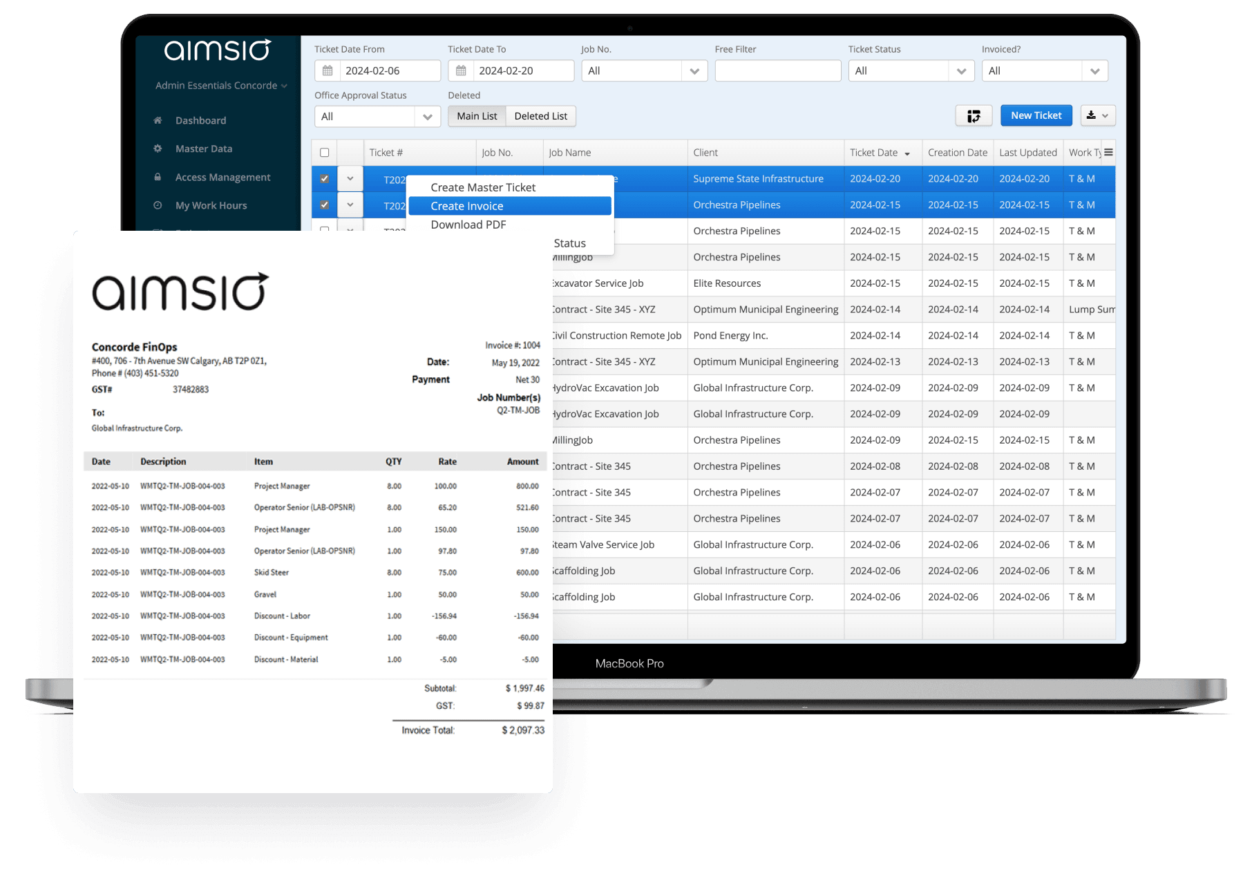Aimsio's Invoice feature - Create your invoices with ease and confidence